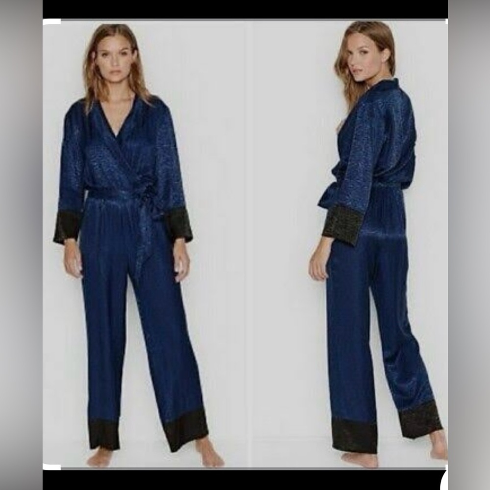 Victoria's Secret Blue Zebra Print jumpsuit loungewear lingerie